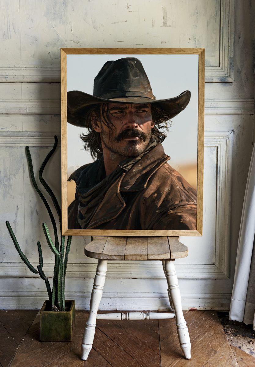 Cowboy Portrait — Western Print. room preview