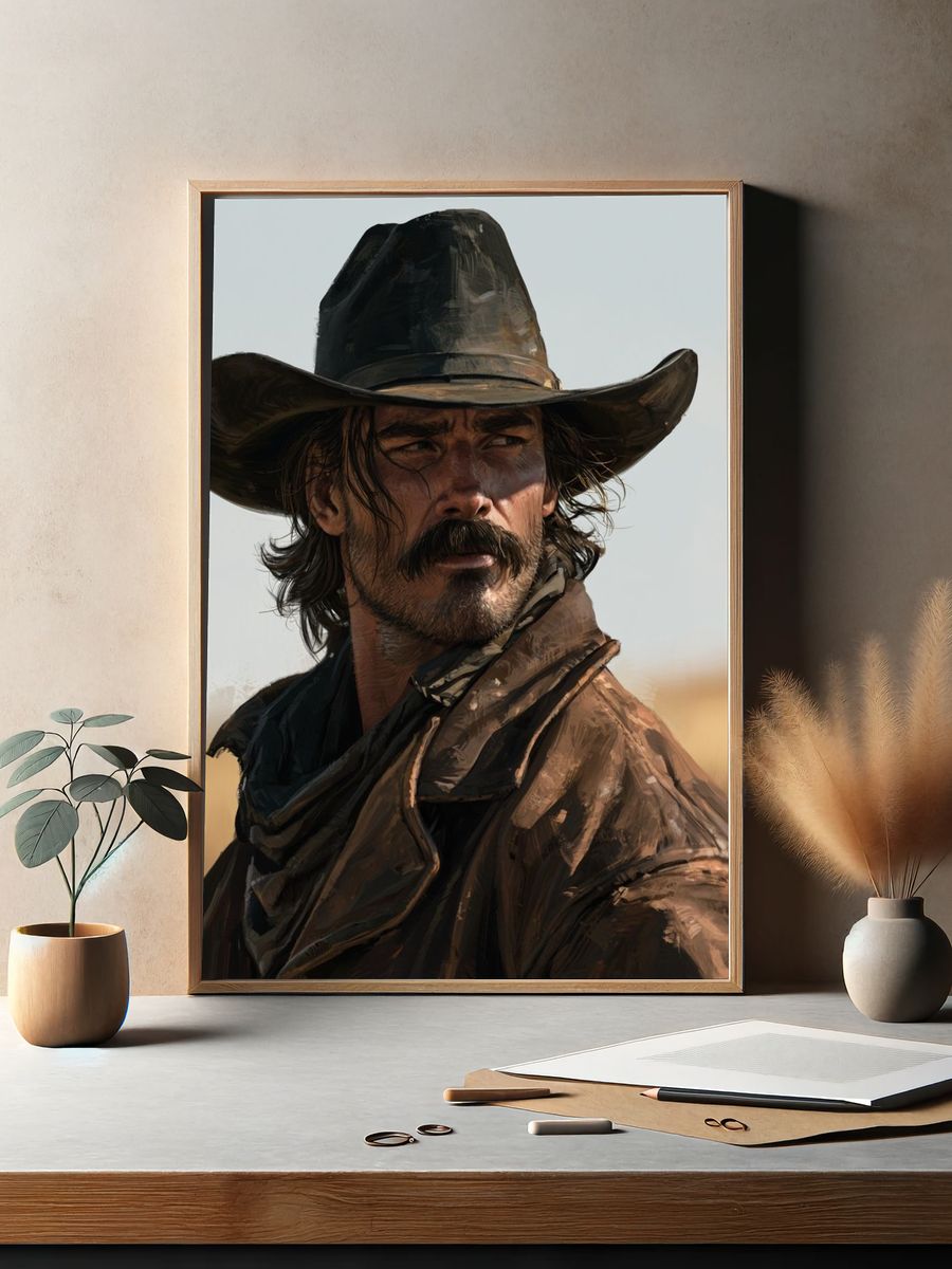 Cowboy Portrait — Western Print. — room view 2