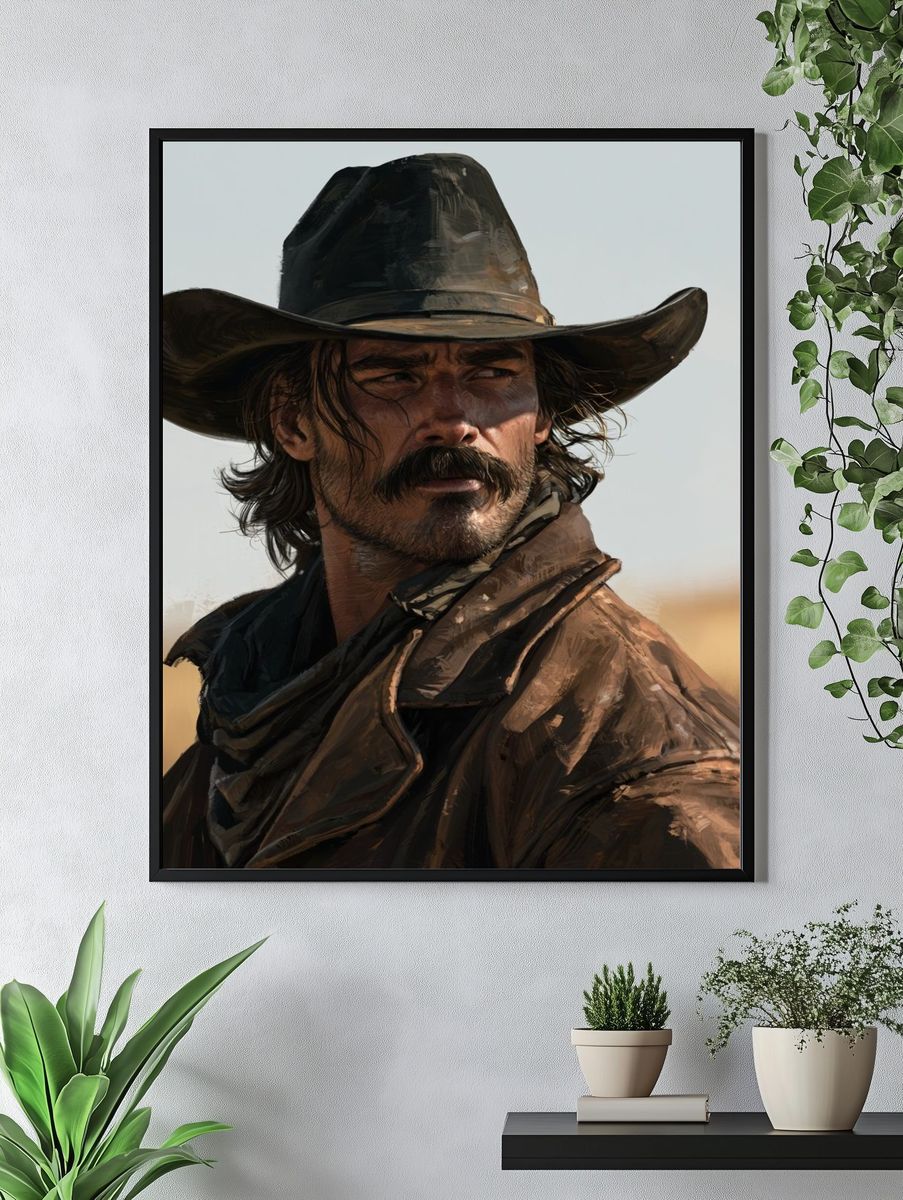 Cowboy Portrait — Western Print. — room view 4