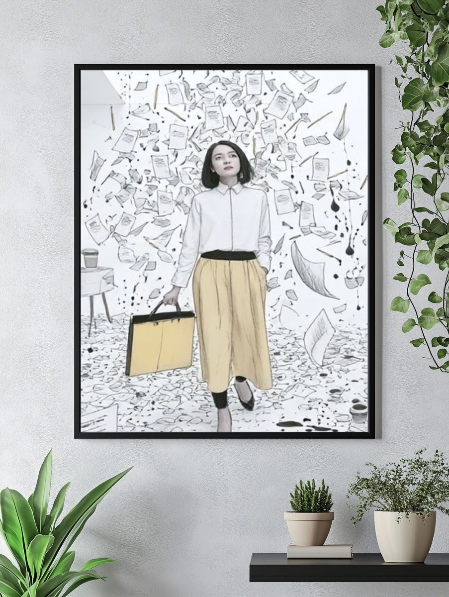 Floating Papers Fashion Illustration Poster. — room view 4