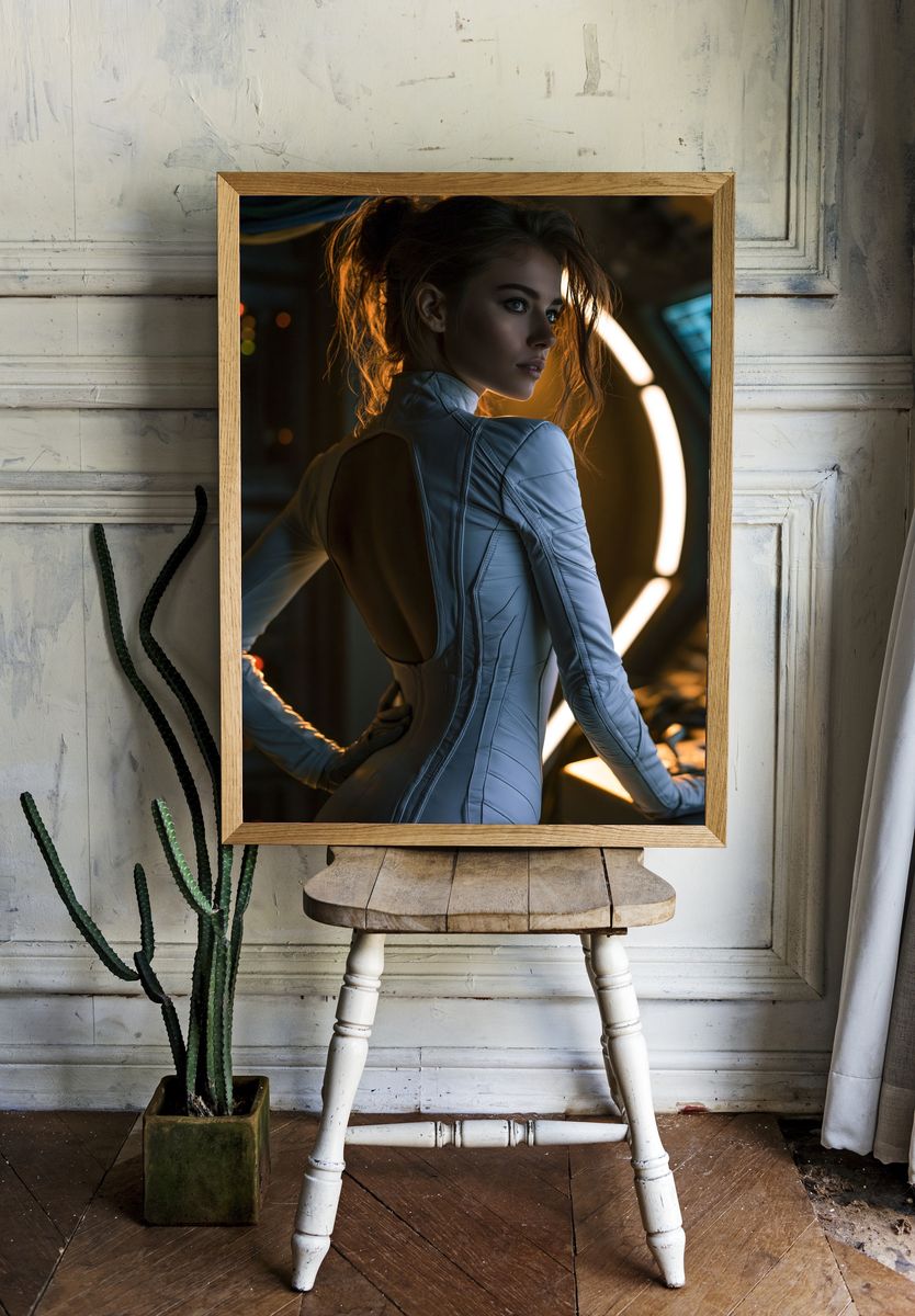Futuristic Woman Portrait Poster. — room view 1