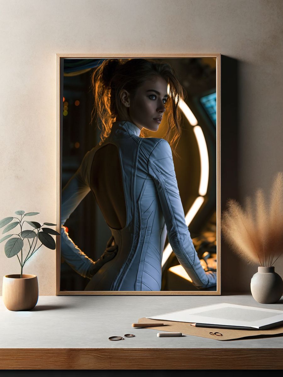 Futuristic Woman Portrait Poster. — room view 2