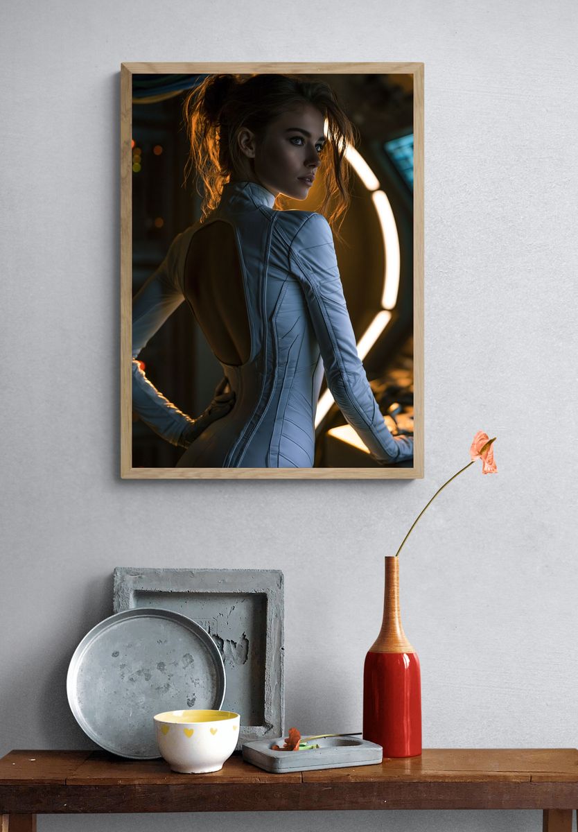Futuristic Woman Portrait Poster. — room view 3