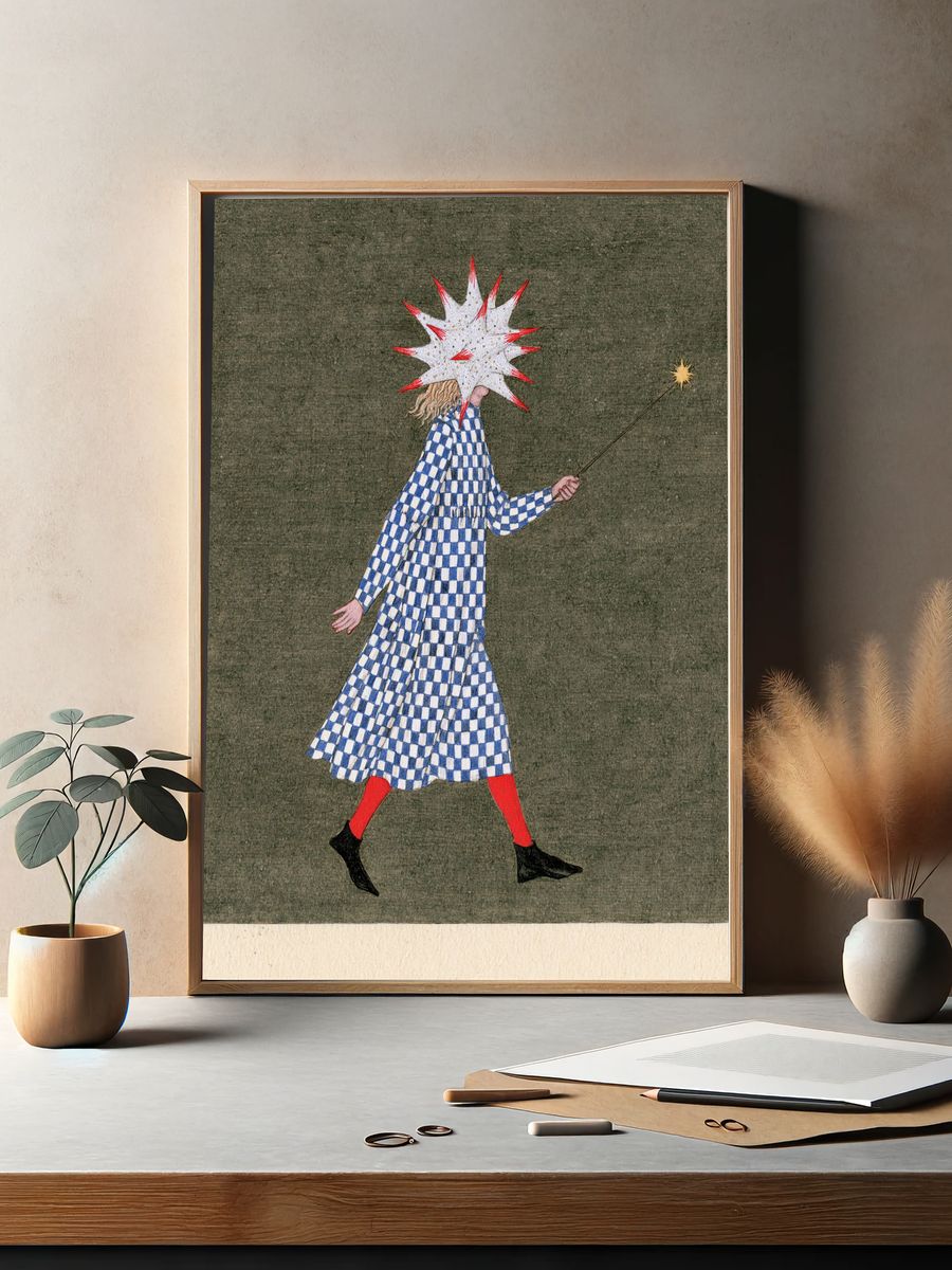 Surreal Starburst Figure Illustration Poster. — room view 2