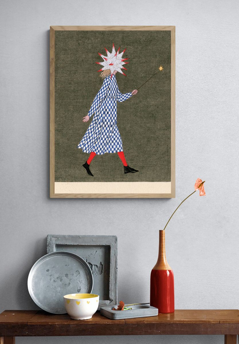 Surreal Starburst Figure Illustration Poster. — room view 3