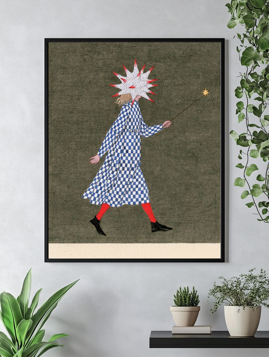 Surreal Starburst Figure Illustration Poster. — room view 4