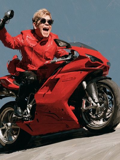 Red Sportbike Rider Illustration Poster.