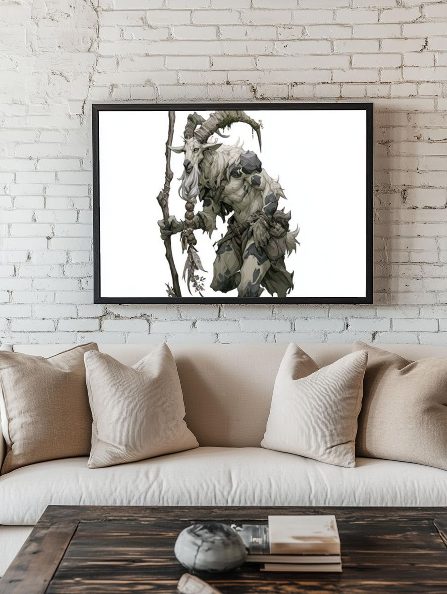 Forest Goat Shaman Illustration Poster. — room view 1