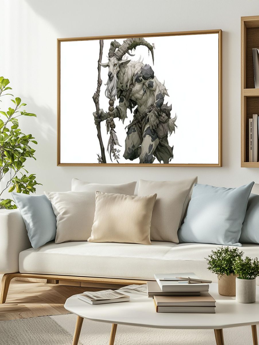 Forest Goat Shaman Illustration Poster. — room view 2