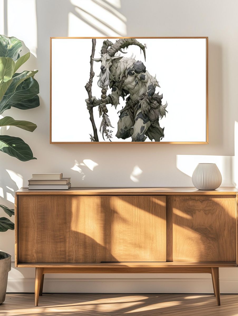 Forest Goat Shaman Illustration Poster. — room view 3