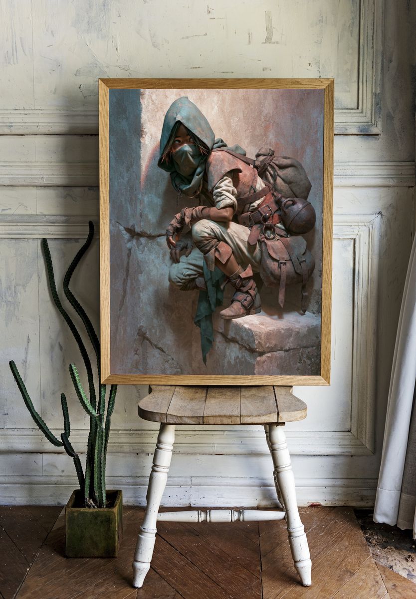 Masked Desert Scout Illustration Poster. — room view 1