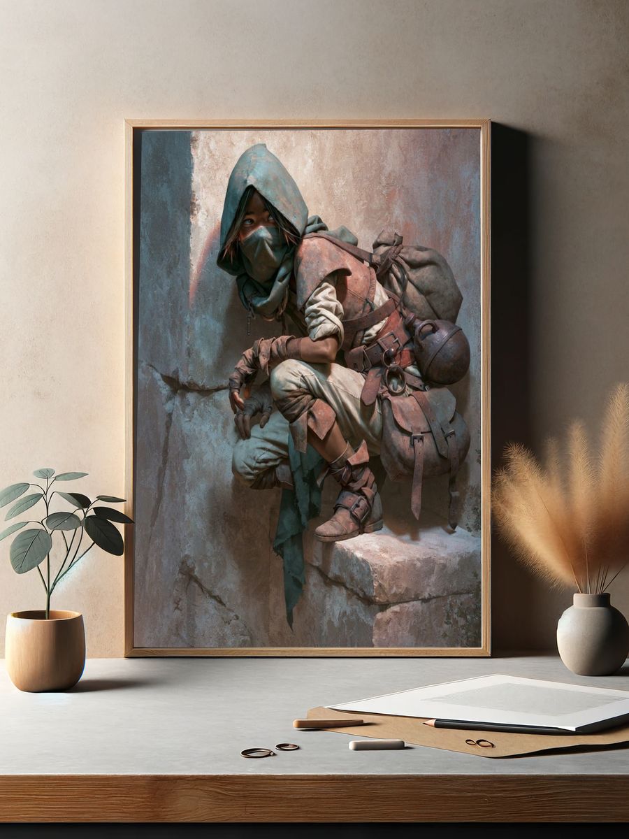 Masked Desert Scout Illustration Poster. — room view 2