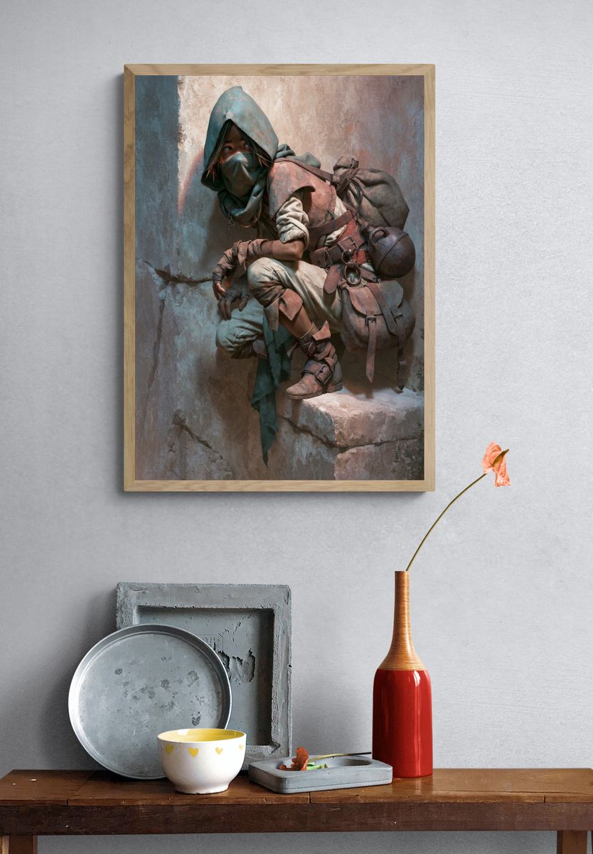Masked Desert Scout Illustration Poster. — room view 3