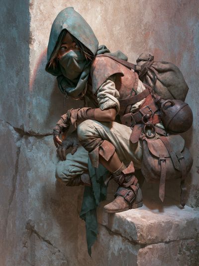 Masked Desert Scout Illustration Poster.