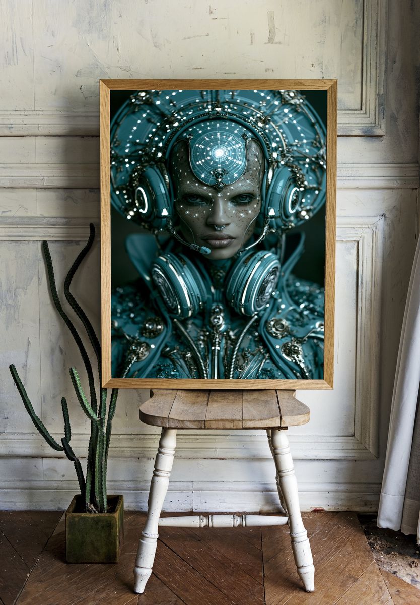 Cybernetic Oracle Portrait Print. room preview