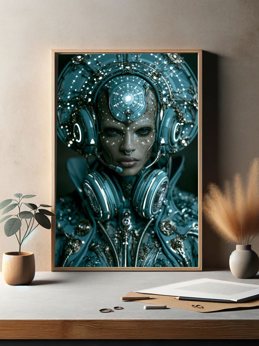 Cybernetic Oracle Portrait Print. — room view 2