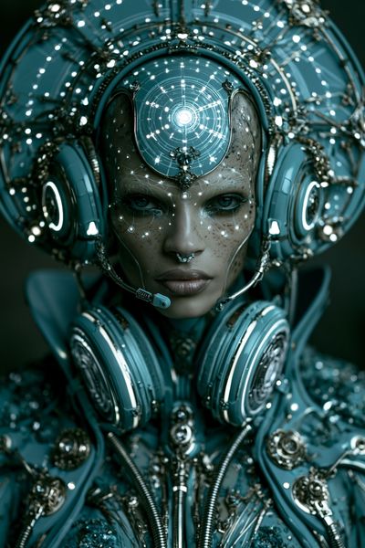 Cybernetic Oracle Portrait Print. poster