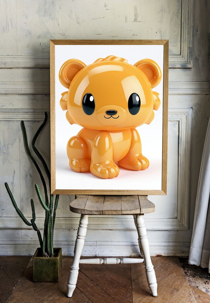 Cute Orange Bear Illustration Poster. room preview