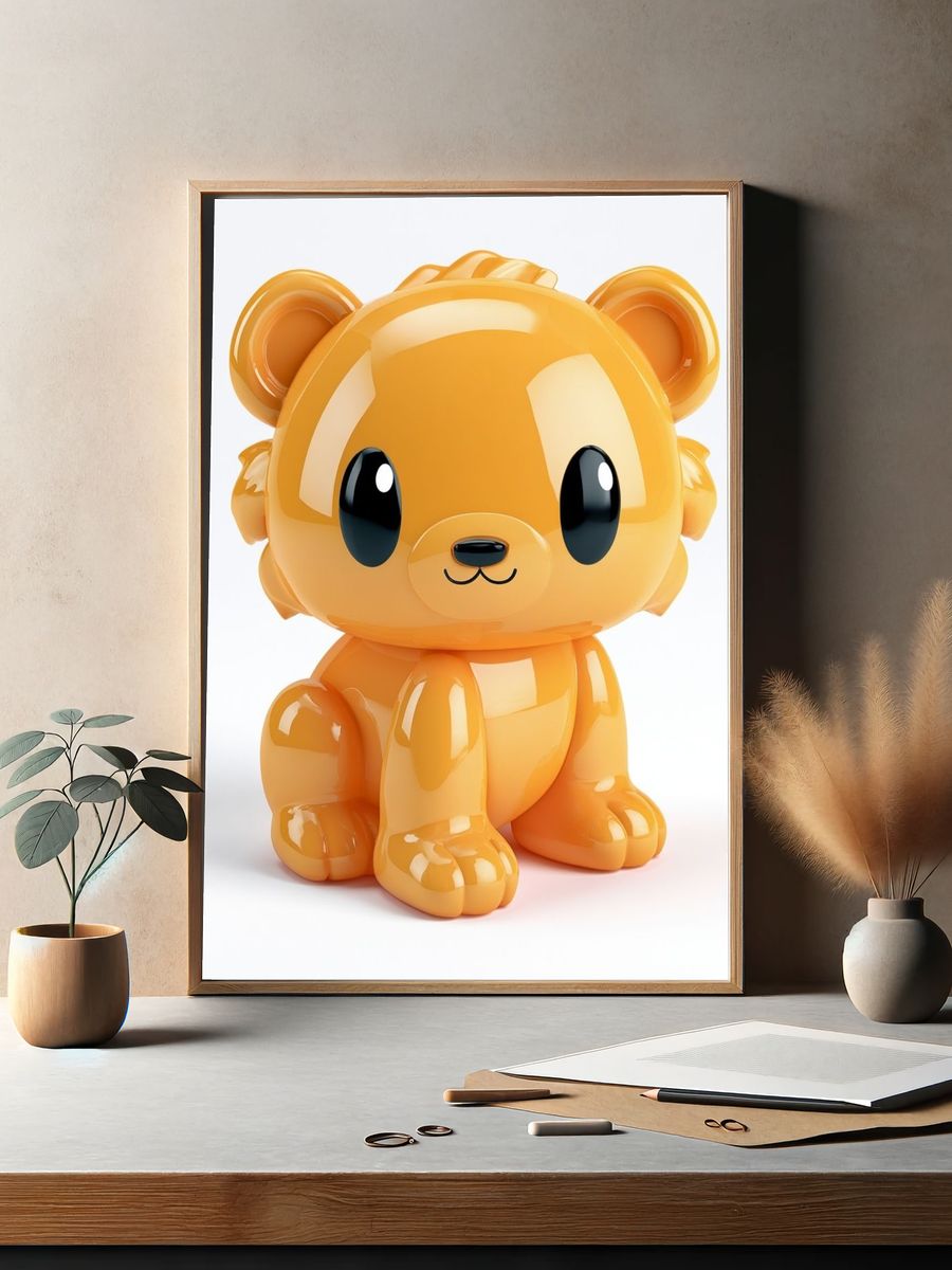 Cute Orange Bear Illustration Poster. — room view 2