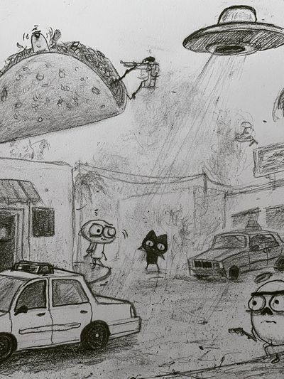 Surreal Taco Street Scene Print.