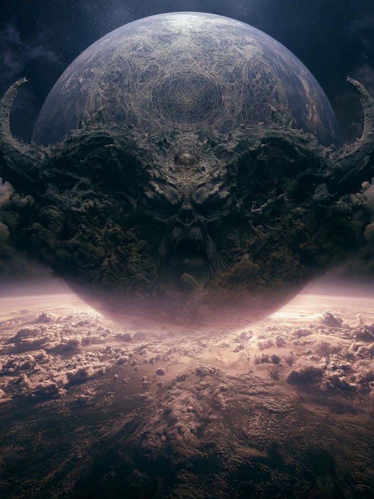Cosmic Skull Planet Illustration Poster. poster — illustration art
