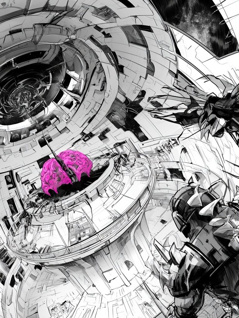 Futuristic Brain Core Illustration Poster. poster — illustration art