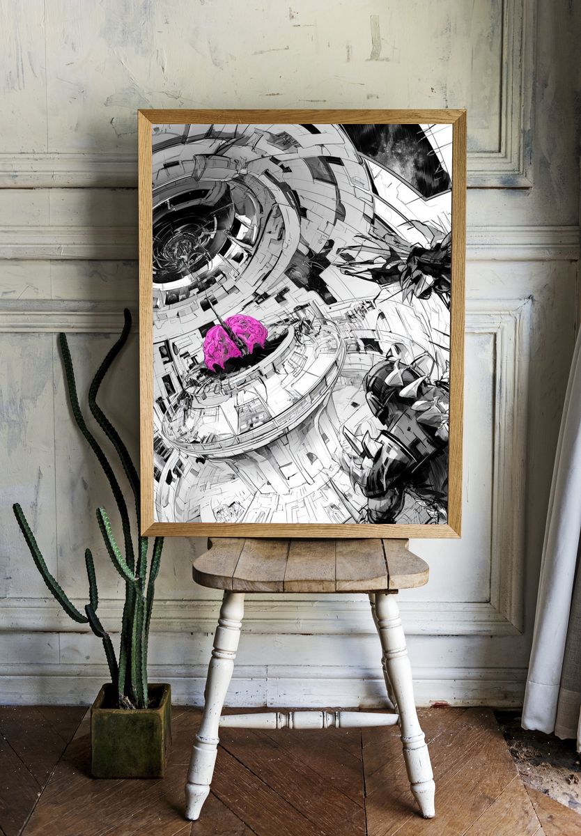 Futuristic Brain Core Illustration Poster. room preview