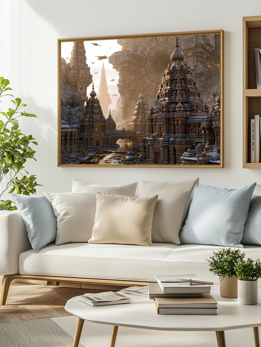 Futuristic Temple City Poster. — room view 2