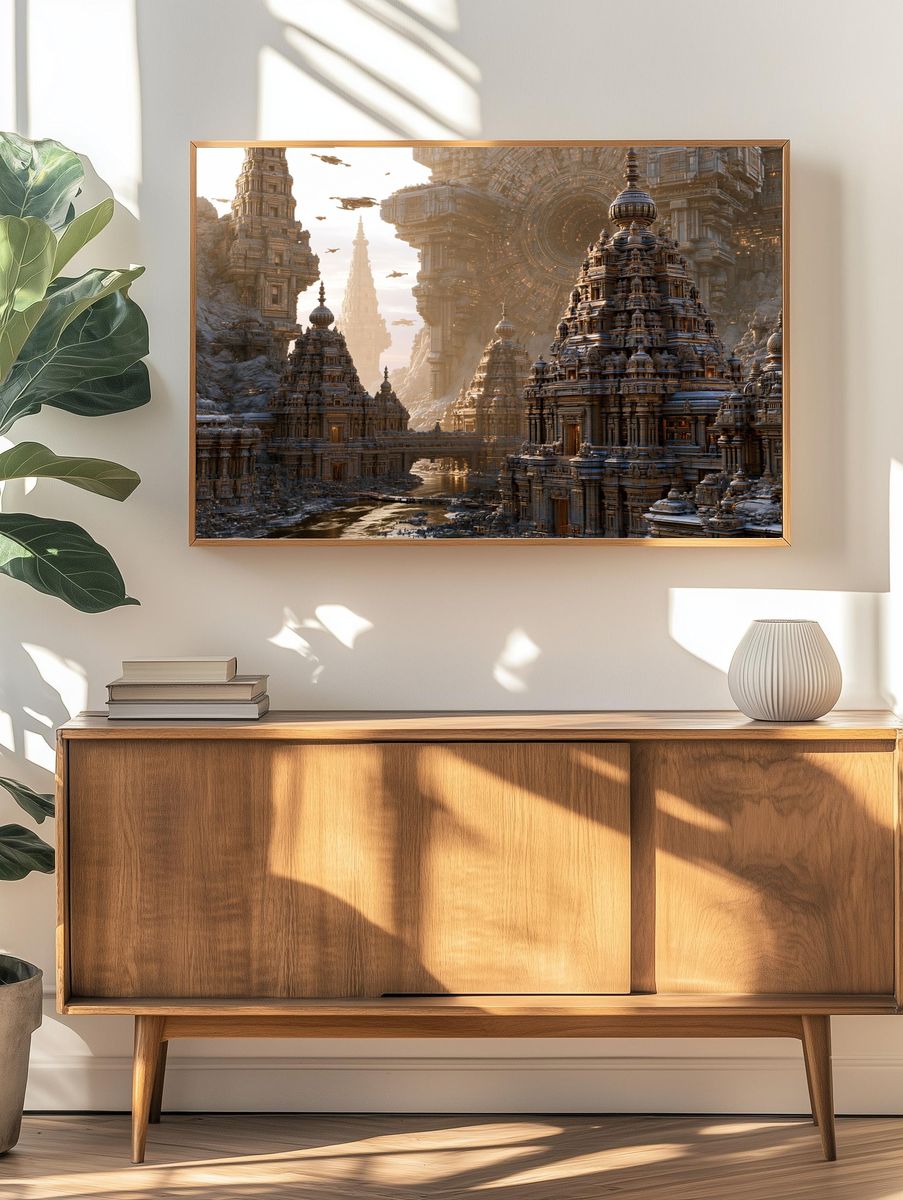 Futuristic Temple City Poster. — room view 3