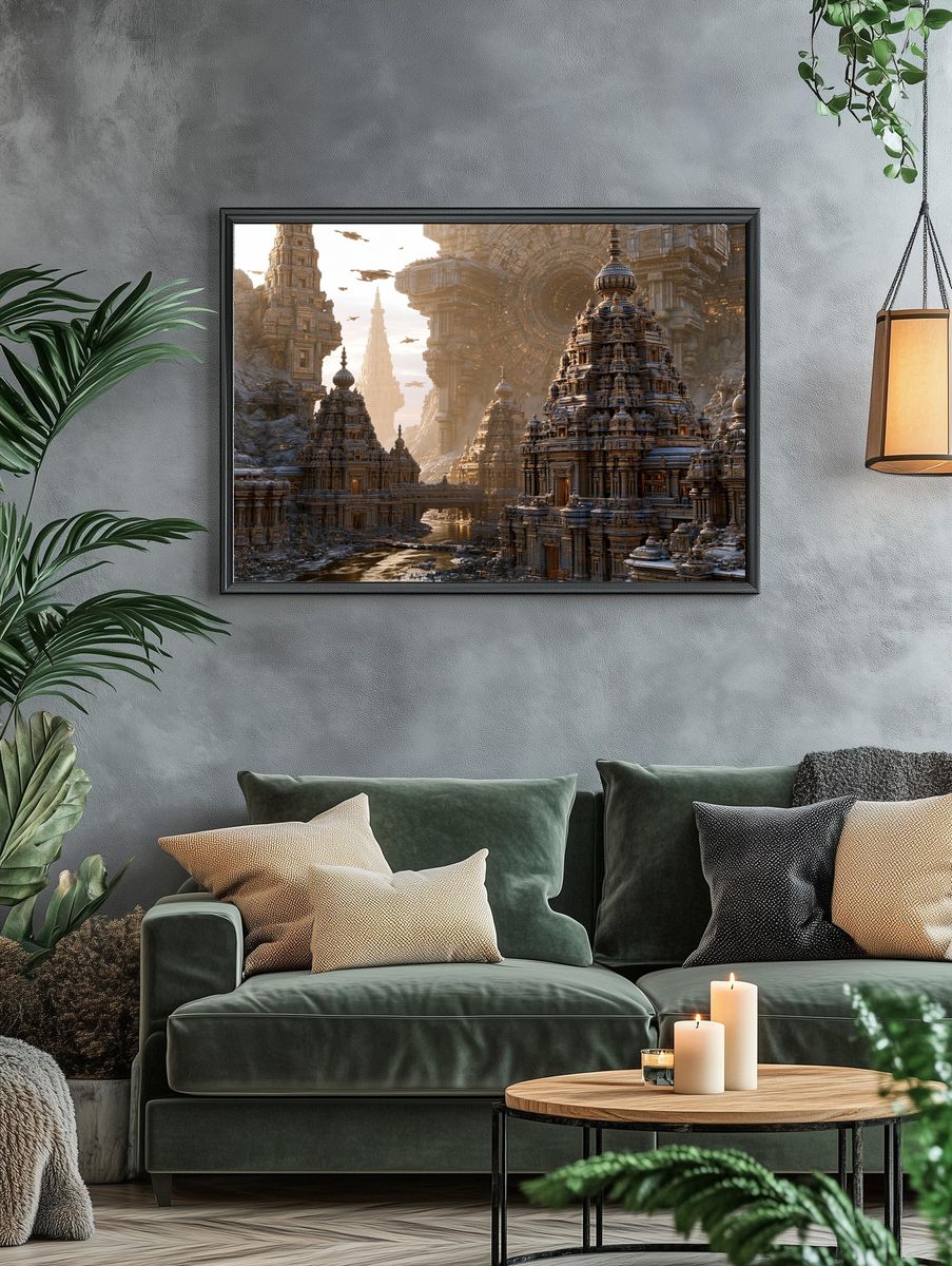 Futuristic Temple City Poster. — room view 4