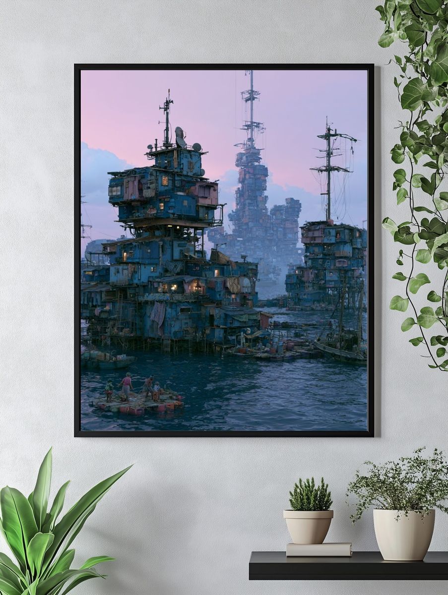 Floating Seastead Cityscape Print. — room view 4