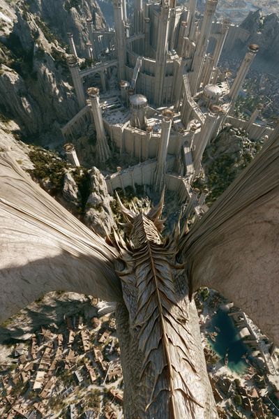 Dragon Over Citadel Fantasy Print.