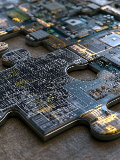 Circuit Puzzle Digital Art Poster.