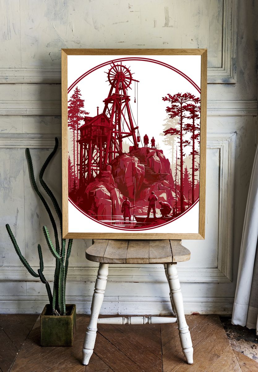 Red Mountain Outpost Illustration Poster. room preview