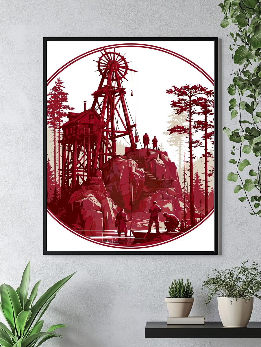 Red Mountain Outpost Illustration Poster. — room view 4