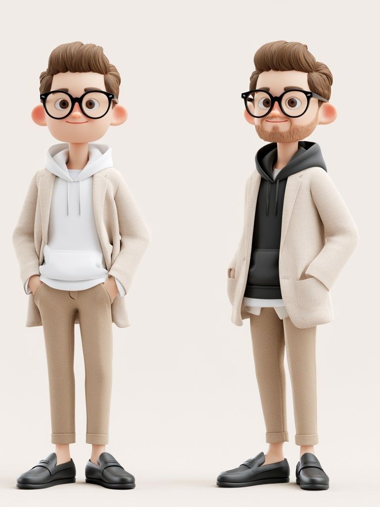 Stylish 3D Character Duo Poster. poster detail