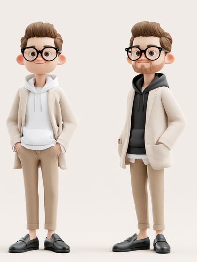 Stylish 3D Character Duo Poster. poster