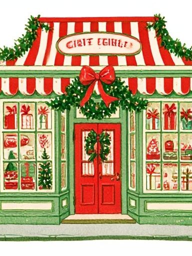 Christmas Shop Watercolor Poster. poster detail