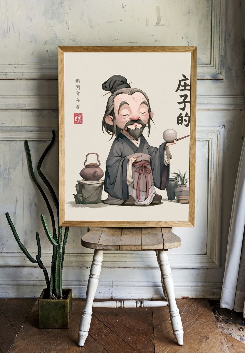 Ancient Scholar Illustration Poster. — room view 1