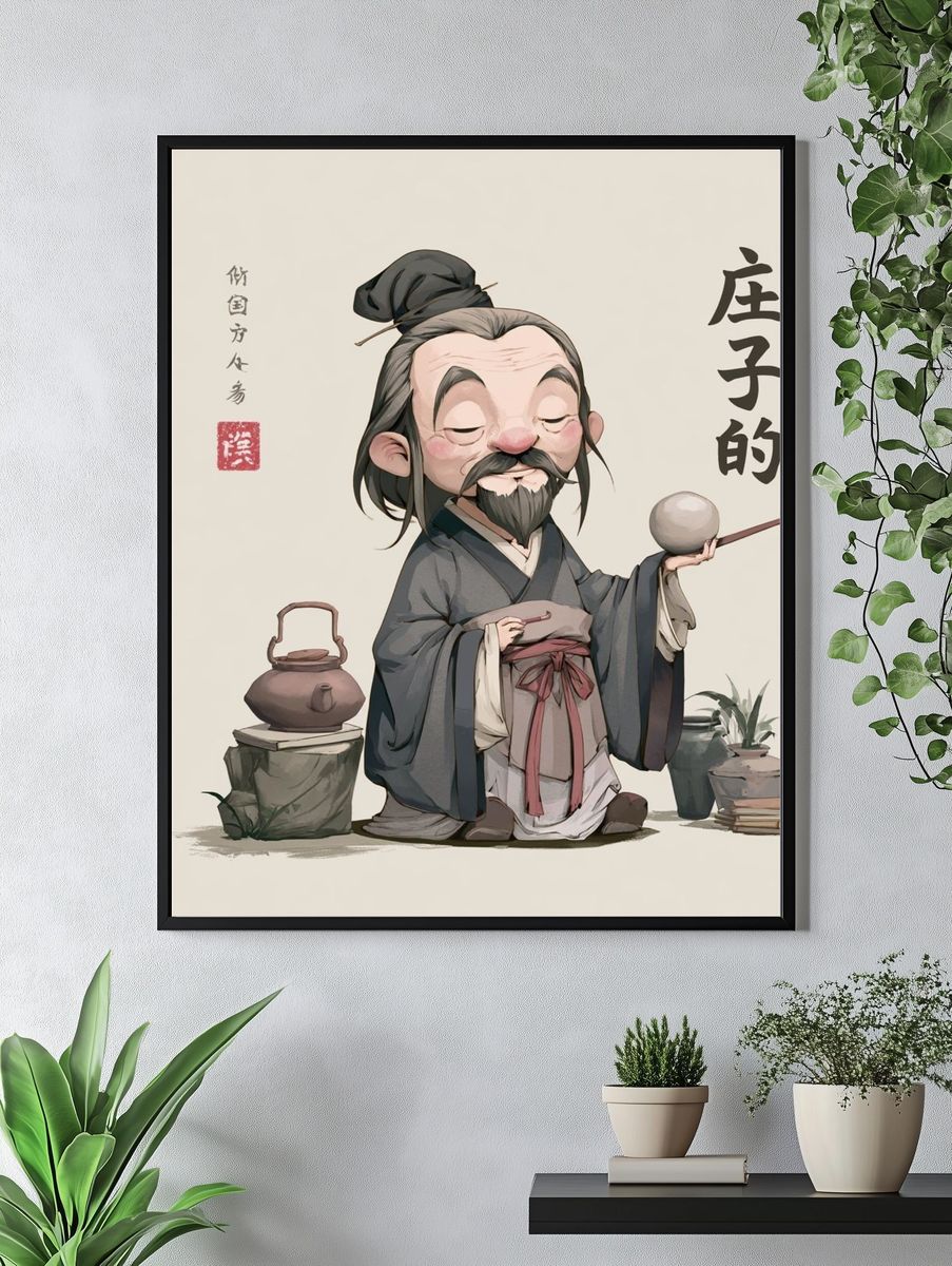 Ancient Scholar Illustration Poster. — room view 4