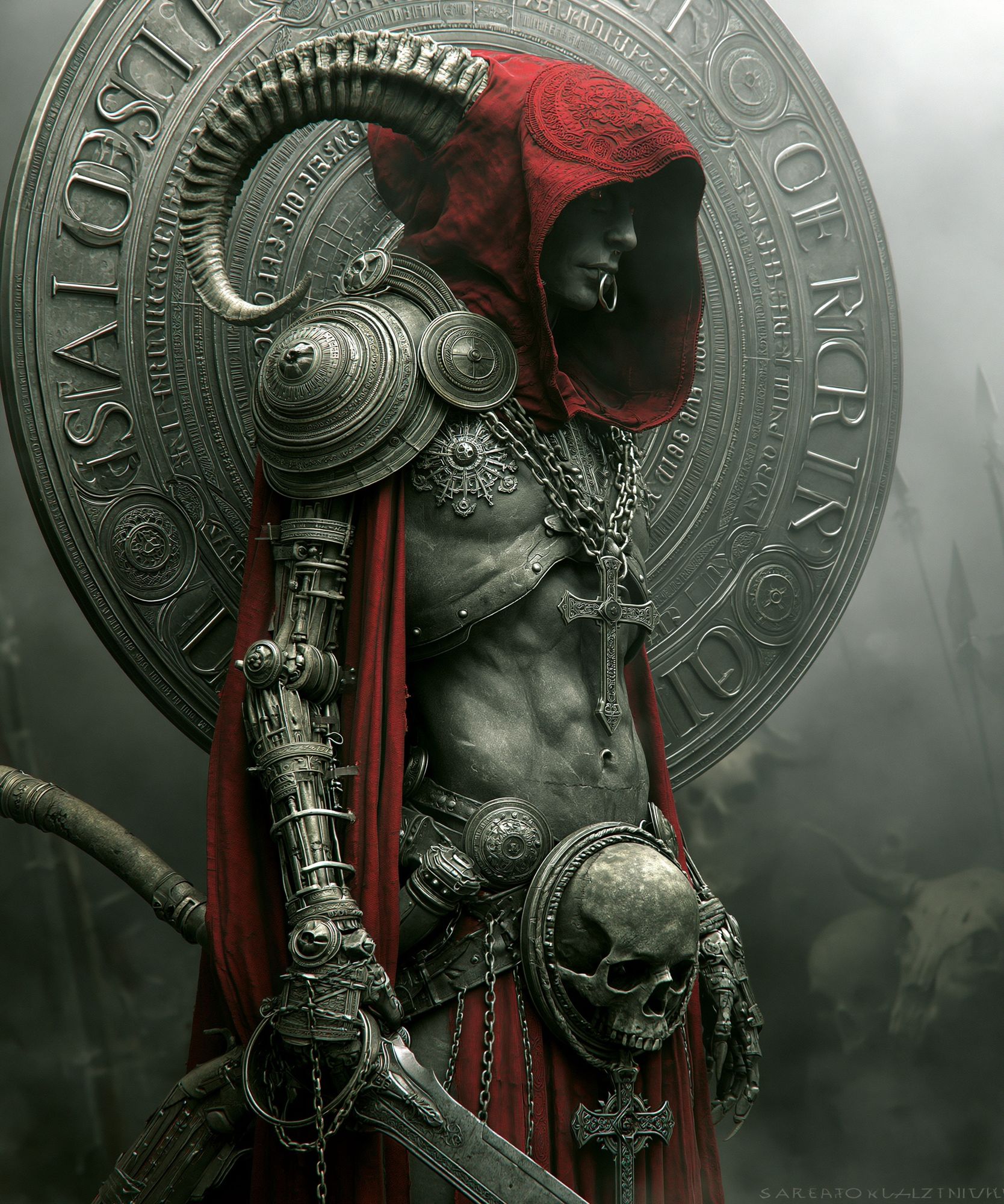 Dark Hooded Warrior Fantasy Print. poster detail
