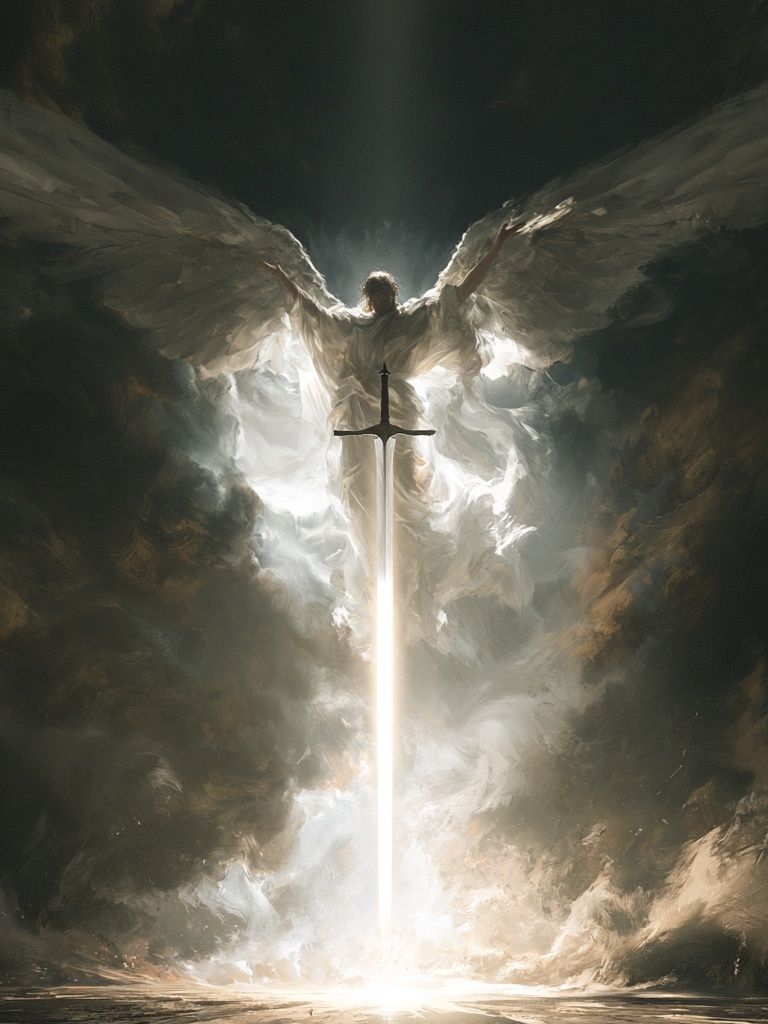 Winged Angel Sword Illustration Poster. poster — illustration art