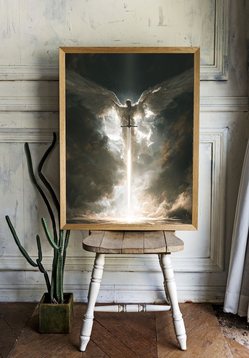 Winged Angel Sword Illustration Poster. room preview
