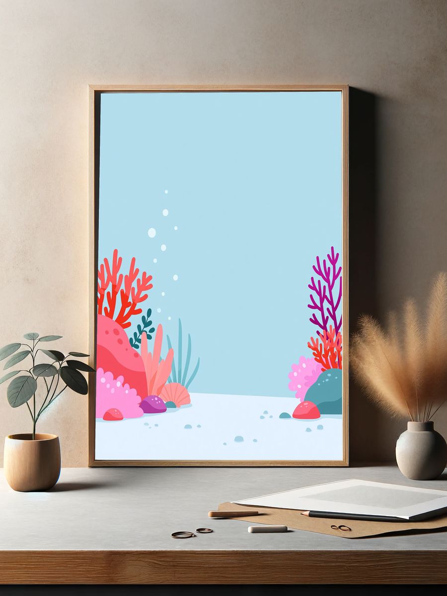 Colorful Coral Reef Illustration Poster. — room view 2