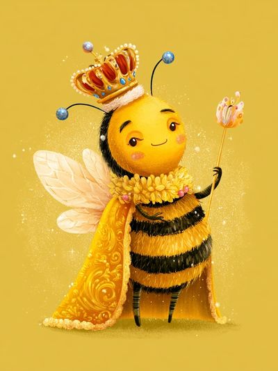 Royal Bee Illustration Poster.
