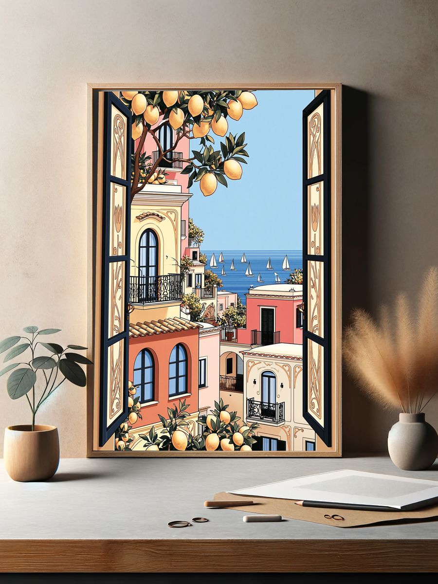Amalfi Coast Lemon View Print. — room view 2