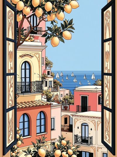 Amalfi Coast Lemon View Print. poster
