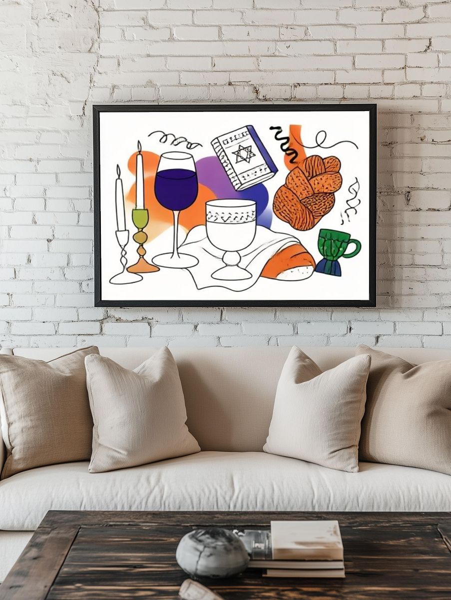 Shabbat Table Illustration Poster. room preview