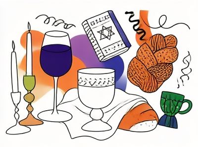 Shabbat Table Illustration Poster.