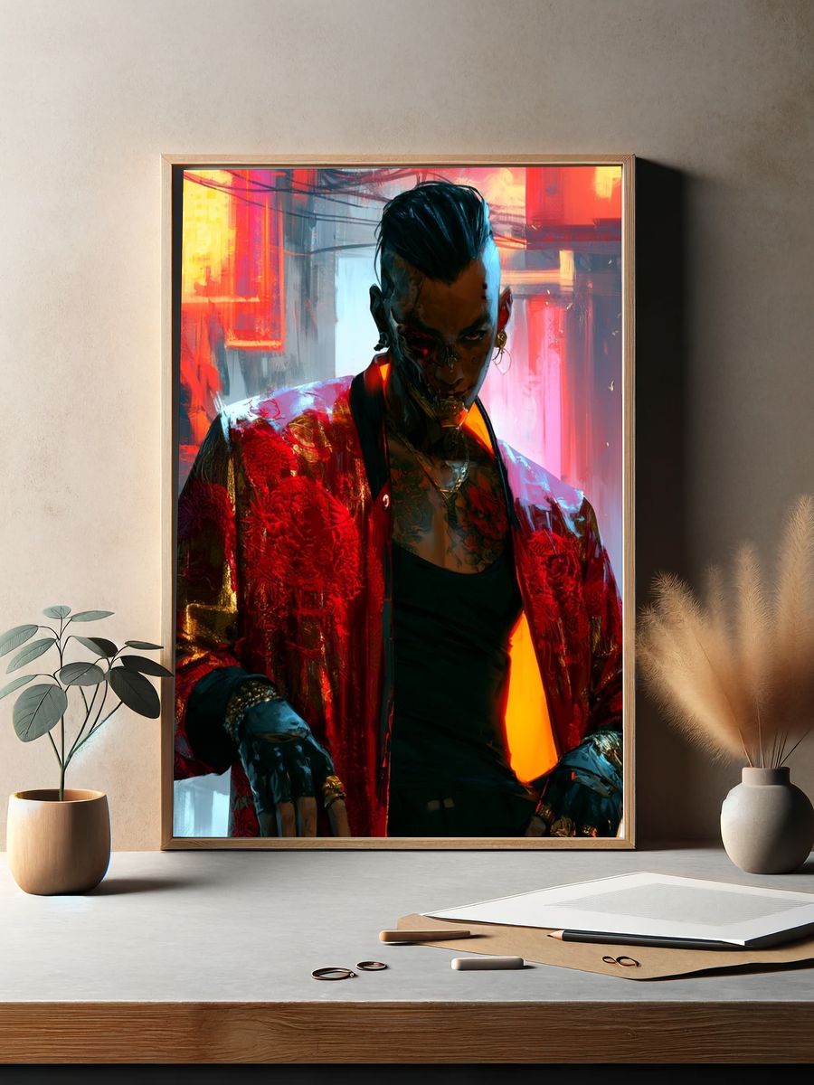 Cyberpunk Portrait Digital Art Poster. — room view 2